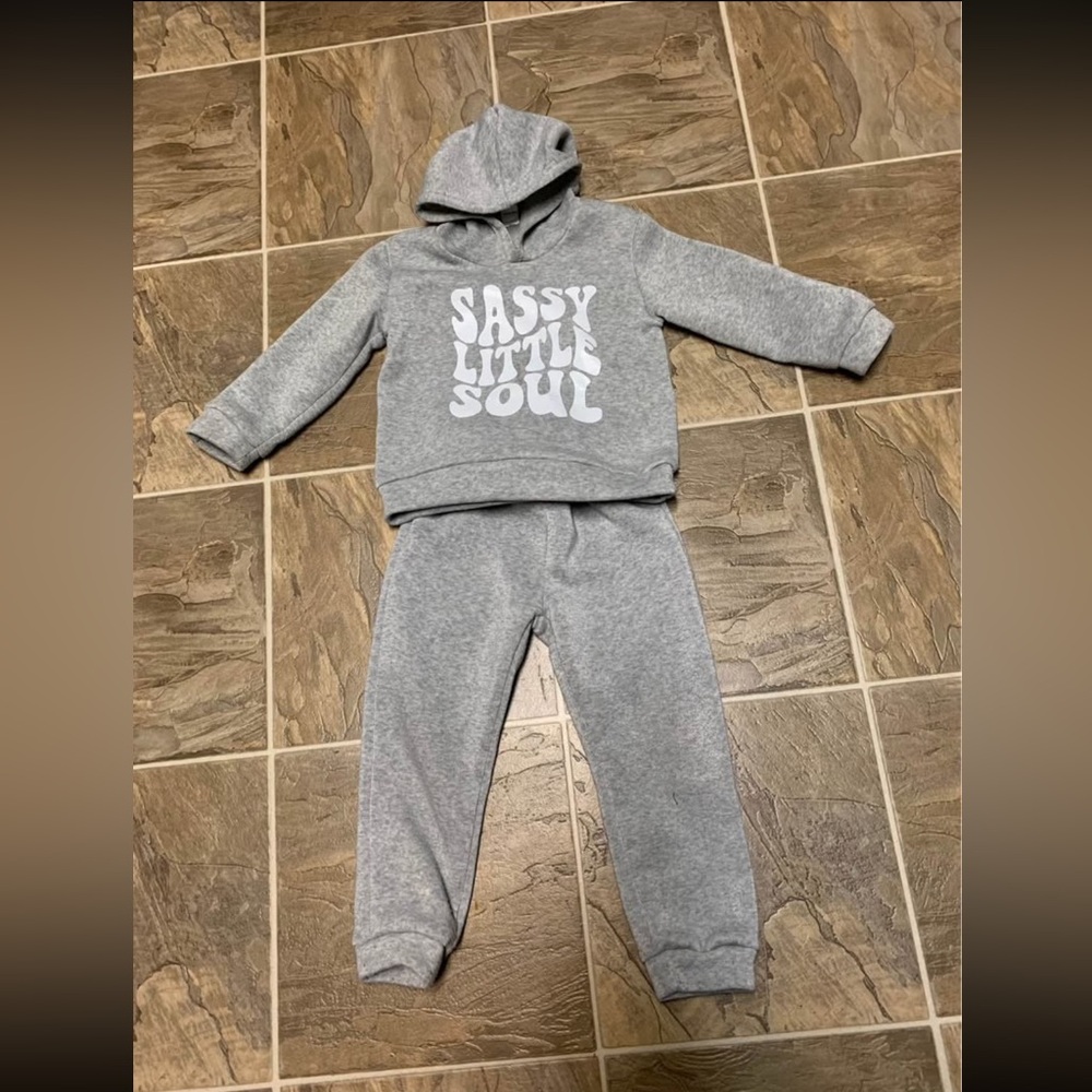 Gray Kids Hoodie and Sweatpants Set